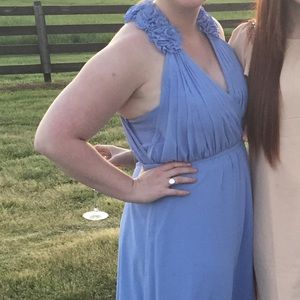 Bari Jay flower vneck chiffon formal dress